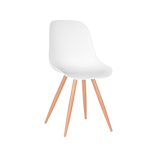 LABEL51 Eetkamerstoel Rimini - Wit - PP - Naturel Houtlook Frame-Eetkamerstoelen-LABEL51