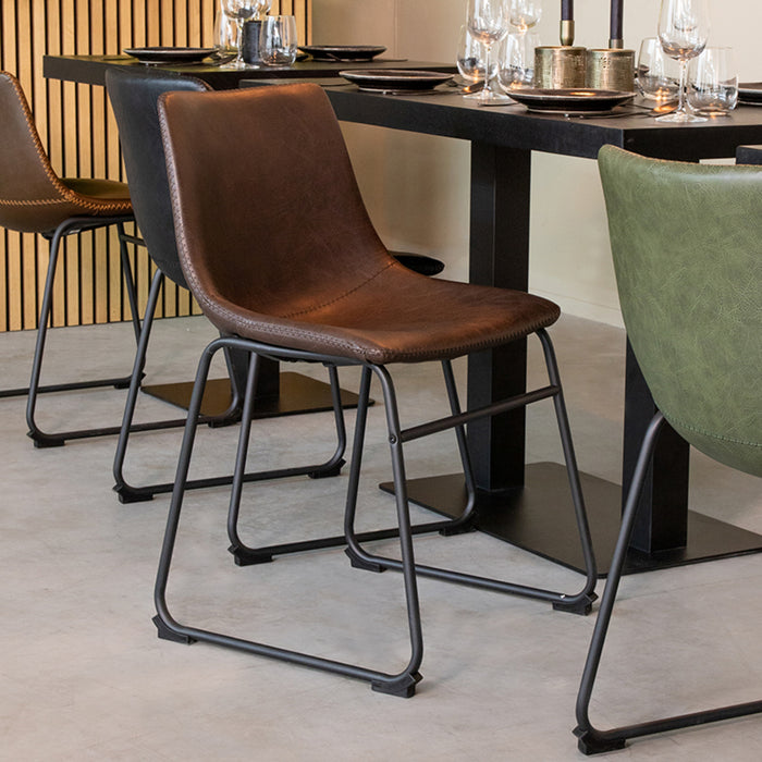 LABEL51 Eetkamerstoel Risto - Bruin - Kunstleder-Eetkamerstoelen-LABEL51