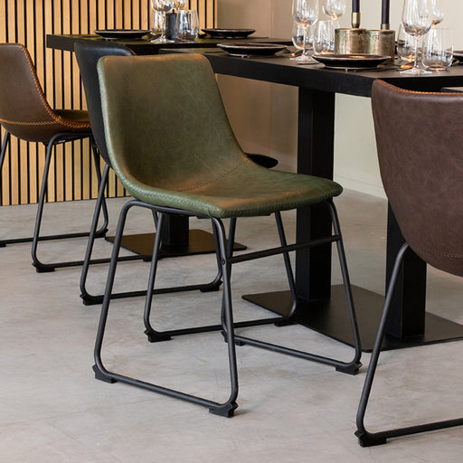 LABEL51 Eetkamerstoel Risto - Hunter - PU-Leder - Black Frame-Eetkamerstoelen-LABEL51
