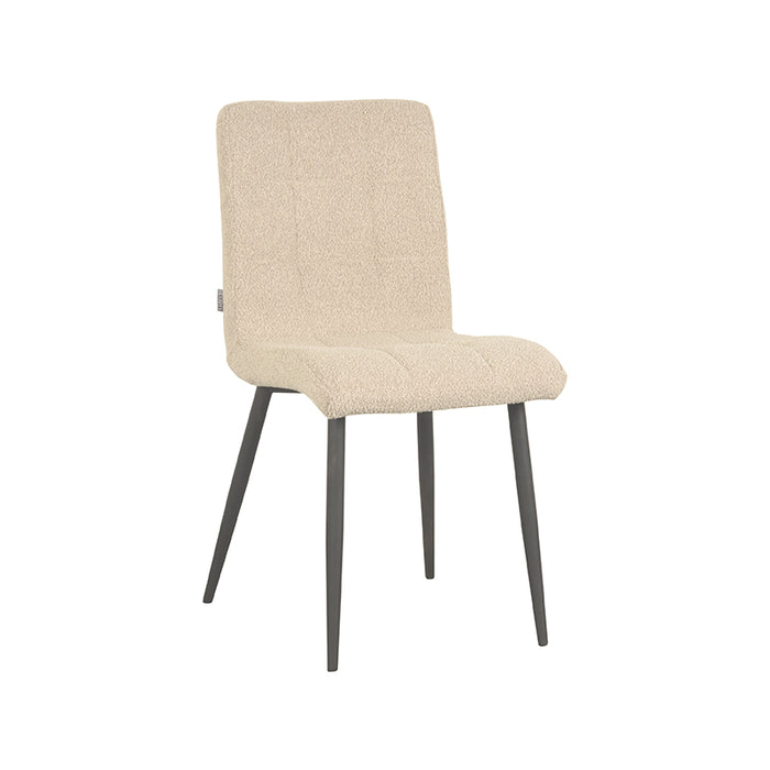 LABEL51 Eetkamerstoel Sam - Zand - Boucle - Zwart Metalen Frame-Eetkamerstoelen-LABEL51