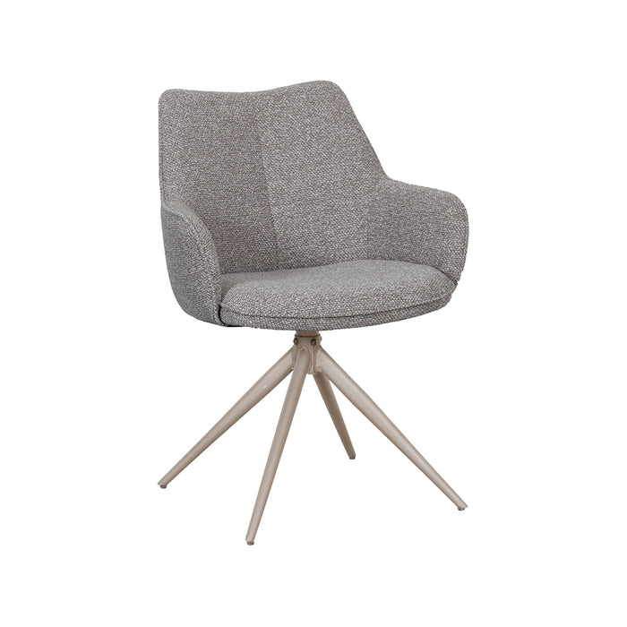 LABEL51 Eetkamerstoel Sawa Bouclé Mushroom Draaibaar Taupe Onderstel-Eetkamerstoelen-LABEL51