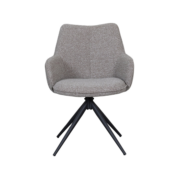 LABEL51 Eetkamerstoel Sawa Bouclé Mushroom Draaibaar Zwart Onderstel-Eetkamerstoelen-LABEL51