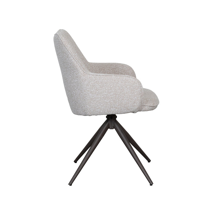 LABEL51 Eetkamerstoel Sawa Bouclé Naturel Draaibaar Bronze Onderstel-Eetkamerstoelen-LABEL51