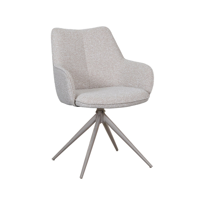 LABEL51 Eetkamerstoel Sawa Bouclé Naturel Draaibaar Taupe Onderstel-Eetkamerstoelen-LABEL51