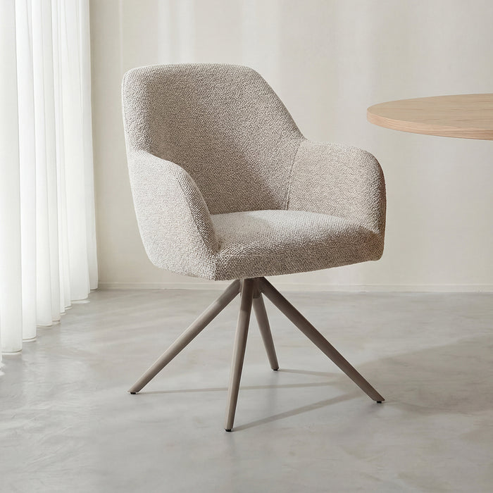 Dining chair Sayuri - Natural - Royal Boucle - Taupe Metal...