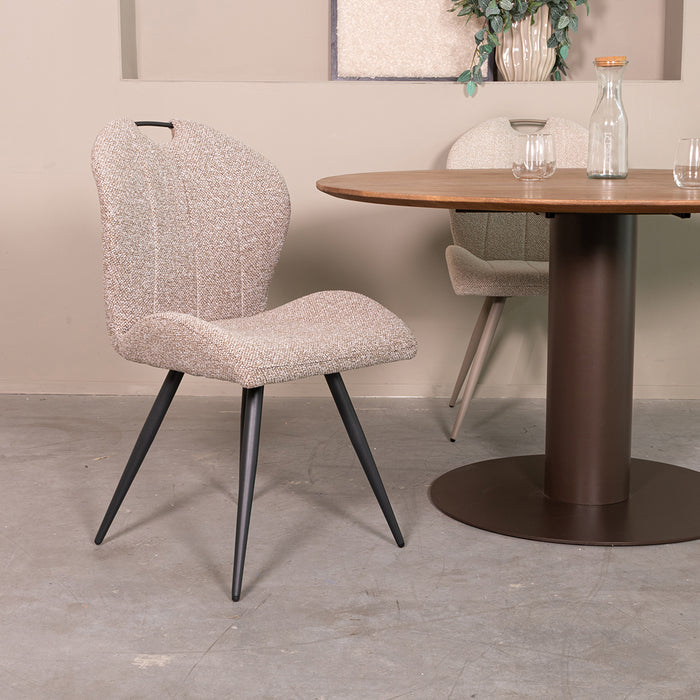 LABEL51 Eetkamerstoel Silly Bouclé Mushroom met zwarte poten-Eetkamerstoelen-LABEL51