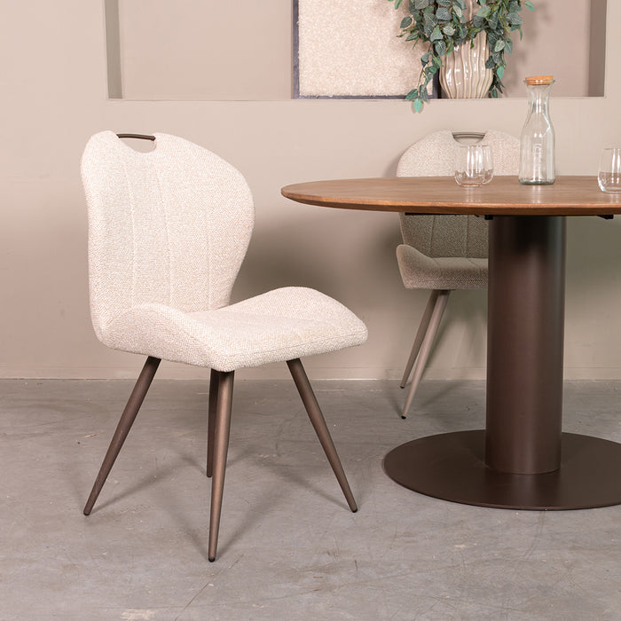 LABEL51 Eetkamerstoel Silly Bouclé Naturel met bronze poten-Eetkamerstoelen-LABEL51