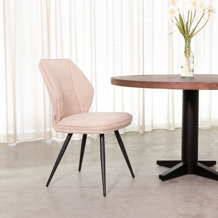 LABEL51 Eetkamerstoel Silvain Bouclé Naturel met zwarte poten-Eetkamerstoelen-LABEL51