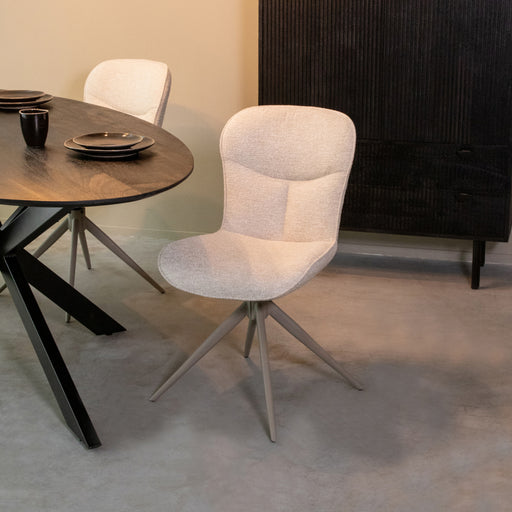 LABEL51 Eetkamerstoel Thorben - Naturel - Canyon - Taupe Frame - Draaibaar-Eetkamerstoelen-LABEL51