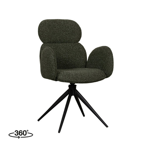 LABEL51 Eetkamerstoel Vidar - Forest - Boucle - Black Frame - Draaibaar-Eetkamerstoelen-LABEL51