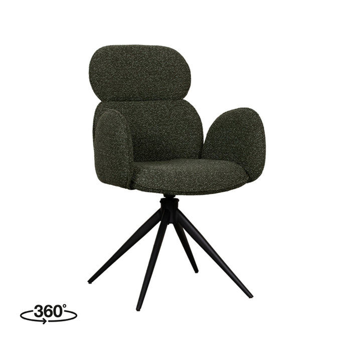 LABEL51 Eetkamerstoel Vidar - Forest - Boucle - Black Frame - Draaibaar-Eetkamerstoelen-LABEL51
