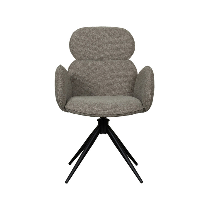 LABEL51 Eetkamerstoel Vidar - Truffel grijs - Boucle - Black Frame - Draaibaar-Eetkamerstoelen-LABEL51