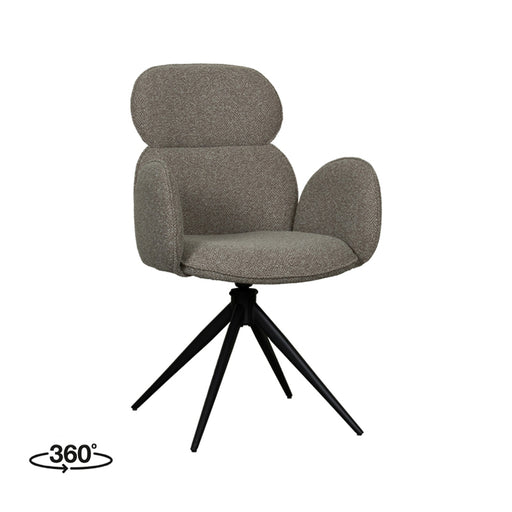 LABEL51 Eetkamerstoel Vidar - Truffel grijs - Boucle - Black Frame - Draaibaar-Eetkamerstoelen-LABEL51