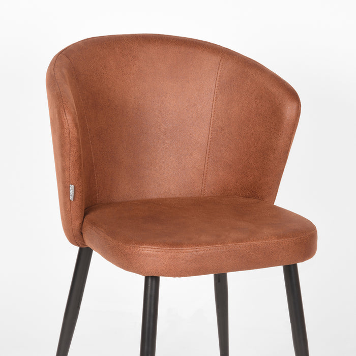 LABEL51 Eetkamerstoel Wave Cognac Microvezel 58x60x85 cm-Eetkamerstoelen-LABEL51
