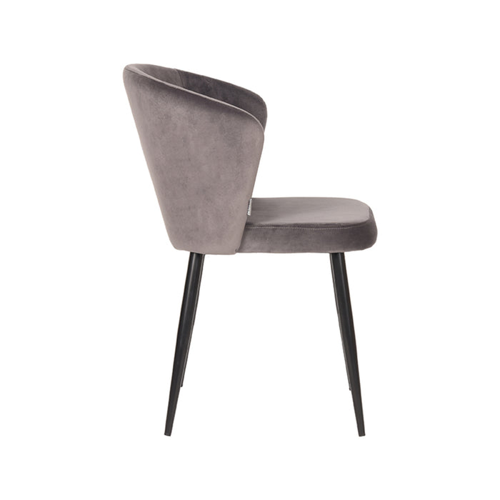 LABEL51 Eetkamerstoel Wave Grijs Fluweel 58x60x85 cm-Eetkamerstoelen-LABEL51