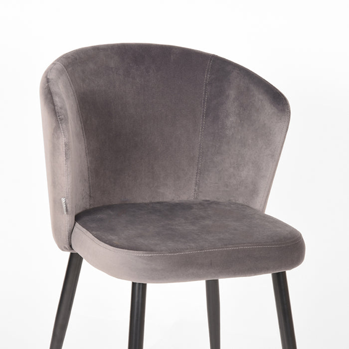 LABEL51 Eetkamerstoel Wave Grijs Fluweel 58x60x85 cm-Eetkamerstoelen-LABEL51