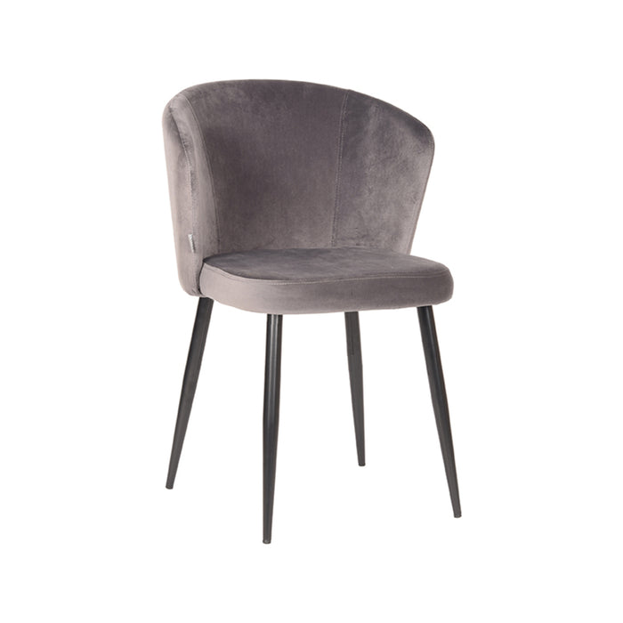 LABEL51 Eetkamerstoel Wave Grijs Fluweel 58x60x85 cm-Eetkamerstoelen-LABEL51