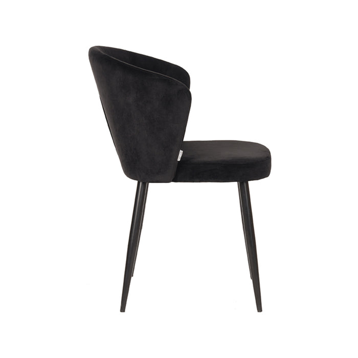 LABEL51 Eetkamerstoel Wave Zwart Fluweel 58x60x85 cm-Eetkamerstoelen-LABEL51