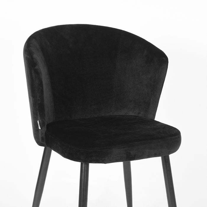 LABEL51 Eetkamerstoel Wave Zwart Fluweel 58x60x85 cm-Eetkamerstoelen-LABEL51