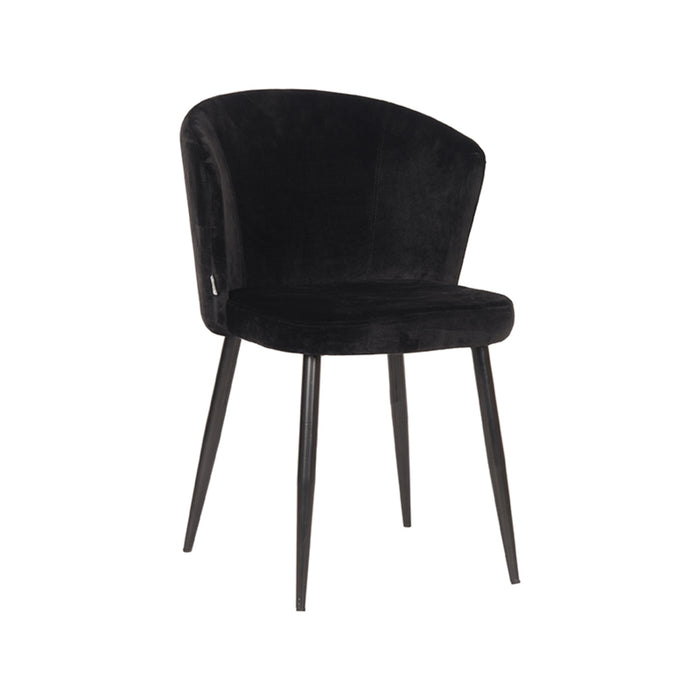 LABEL51 Eetkamerstoel Wave Zwart Fluweel 58x60x85 cm-Eetkamerstoelen-LABEL51