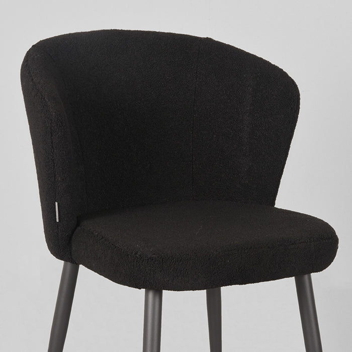 LABEL51 Esszimmerstuhl Whirl - Schwarz - Teddy - Schwarzes Metallgestell