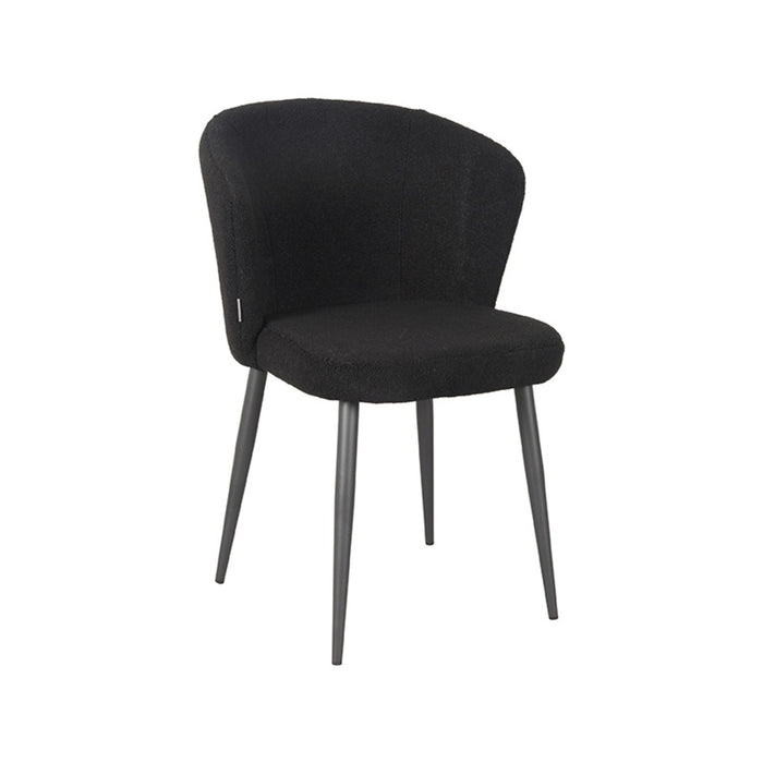 LABEL51 Eetkamerstoel Whirl Zwart Teddy Zwart Metalen Frame 58x60x85 cm-Eetkamerstoelen-LABEL51