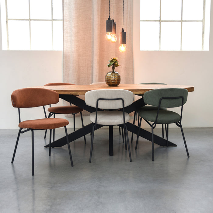 LABEL51 Eetkamerstoel Zack - Rust - Ribcord - Zwart Metalen Frame-Eetkamerstoelen-LABEL51