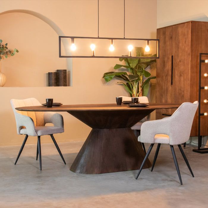 Eetkamertafel Jagger - Espresso - Mangohout - 240 cm - Ovaal-Eettafels-LABEL51