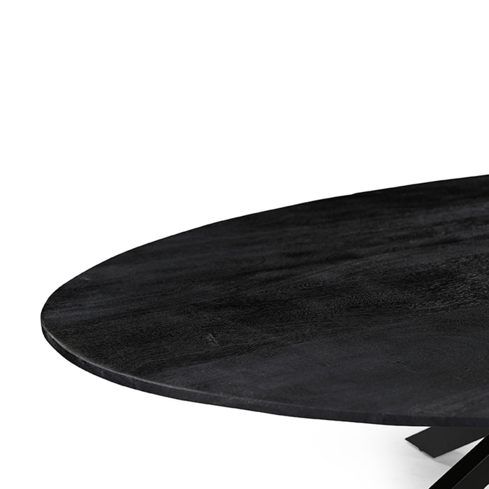 LABEL51 Eetkamertafel James - Zwart - Mangohout - 210 cm - Ovaal-Eettafels-LABEL51