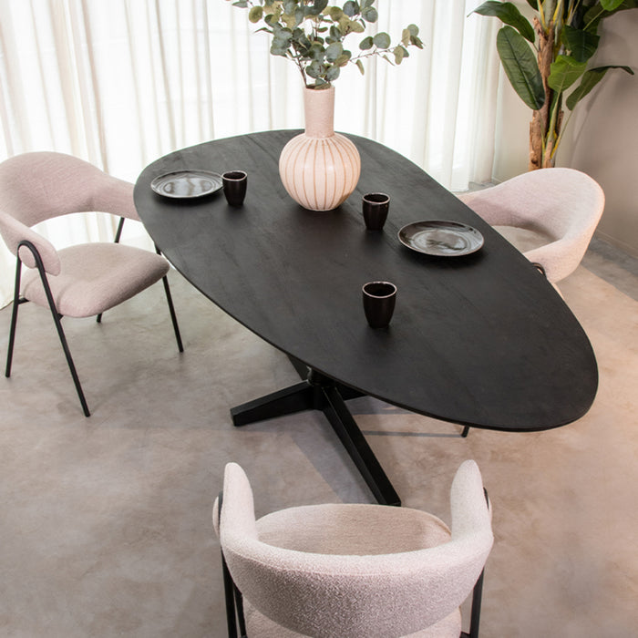 LABEL51 Eetkamertafel Rosie - Zwart - Mangohout - 180 cm-Eettafels-LABEL51