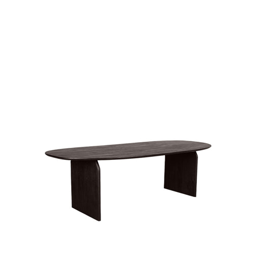 LABEL51 Cooper eettafel van donkerbruin mangohout met organisch gevormd blad, 210x110 cm.