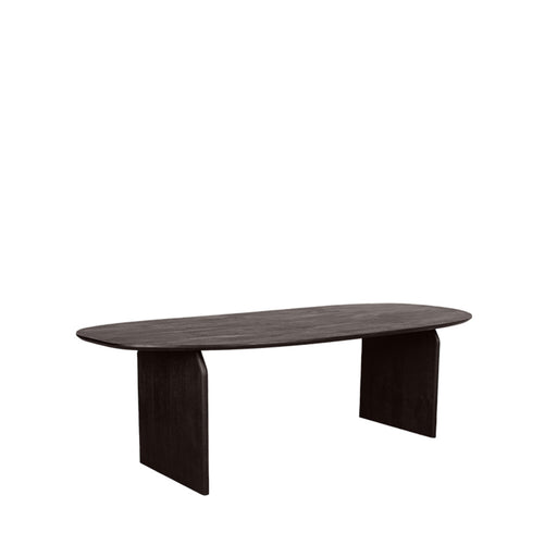 LABEL51 Cooper eettafel van 250 cm in espresso mangohout met een ovaal blad en robuuste houten poten.