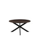 LABEL51 Otis ronde eettafel van 140 cm in espresso mangohout met een zwart metalen kruispoot onderstel.