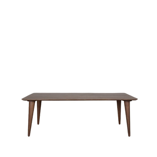 LABEL51 Fly eettafel van 190 cm in espresso mangohout met een rechthoekig blad en vier taps toelopende poten.