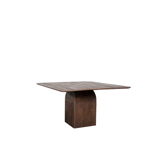 LABEL51 Ingo vierkante eettafel van espresso mangohout met robuuste centrale poot, 130x130 cm.