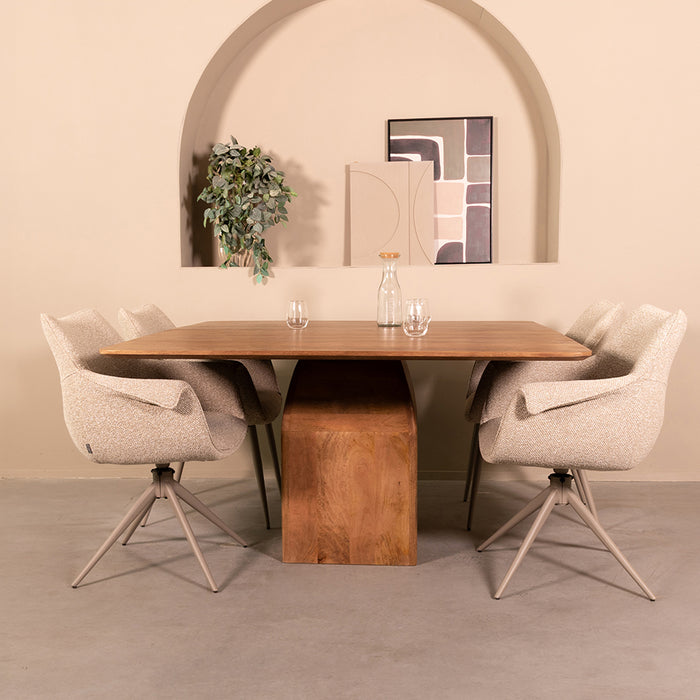 LABEL51 Eettafel Ingo Nature Smooth mangohout 140x140x76 cm