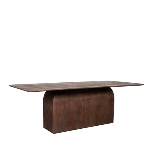 LABEL51 Owen eettafel van 200 cm in espresso mangohout met een robuust, organisch gevormd onderstel.