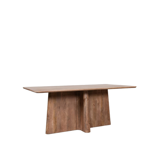Rechthoekige LABEL51 eettafel Scott van 180x100 cm in Nature Smooth mangohout met een robuust houten onderstel.