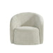 LABEL51 Alby fauteuil in naturel chenille met een ronde, moderne 1-zits vormgeving.