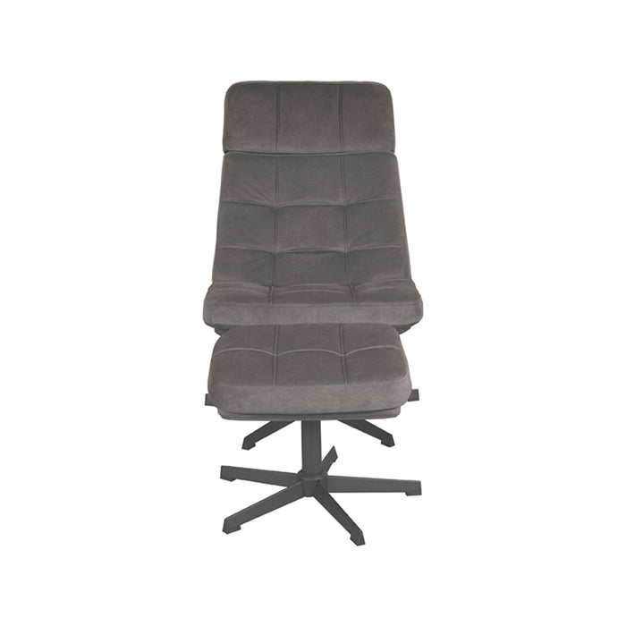 LABEL51 Fauteuil Alvar - Antraciet - Velvet - Incl. Hocker-Fauteuils-LABEL51