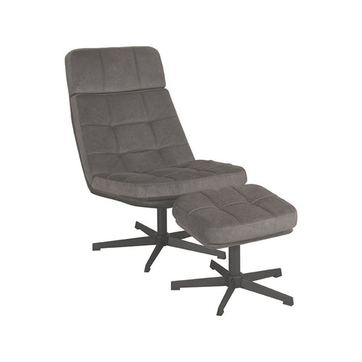 LABEL51 Fauteuil Alvar - Antraciet - Velvet - Incl. Hocker-Fauteuils-LABEL51