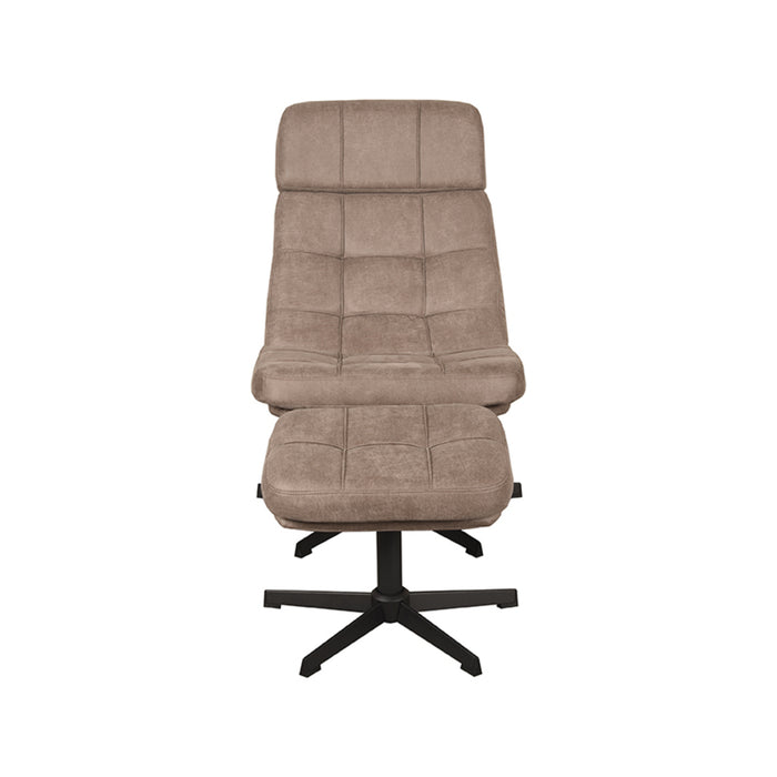 LABEL51 Fauteuil Alvar - Taupe - Kunstleder - Incl. Hocker-Fauteuils-LABEL51