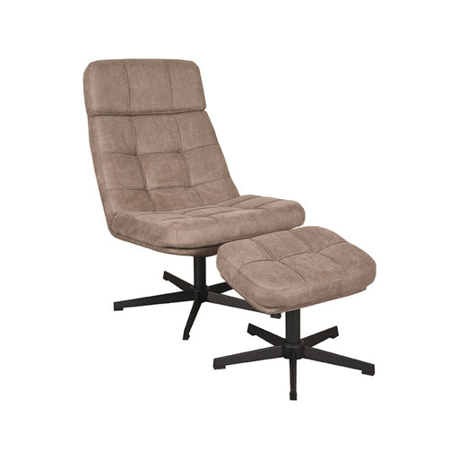 LABEL51 Fauteuil Alvar - Taupe - Kunstleder - Incl. Hocker-Fauteuils-LABEL51