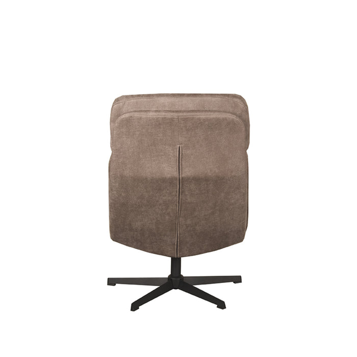 LABEL51 Fauteuil Alvar - Taupe - Kunstleder - Incl. Hocker-Poefs-LABEL51