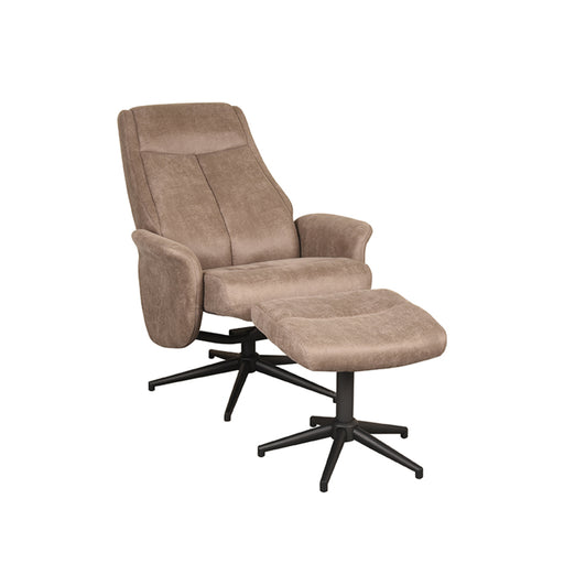 LABEL51 Fauteuil Bergen - Mushroom - Kunstleder - Incl. Hocker-Poefs-LABEL51