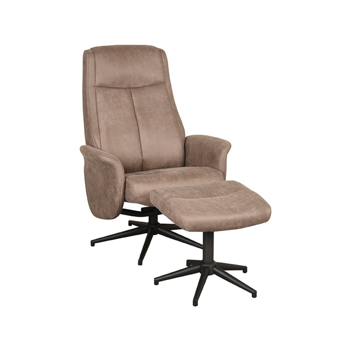 LABEL51 Fauteuil Bergen - Mushroom - Kunstleder - Incl. Hocker-Poefs-LABEL51