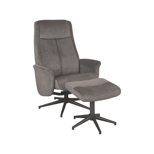 LABEL51 Fauteuil Bergen - Naturel - Velvet - Incl. Hocker-Poefs-LABEL51