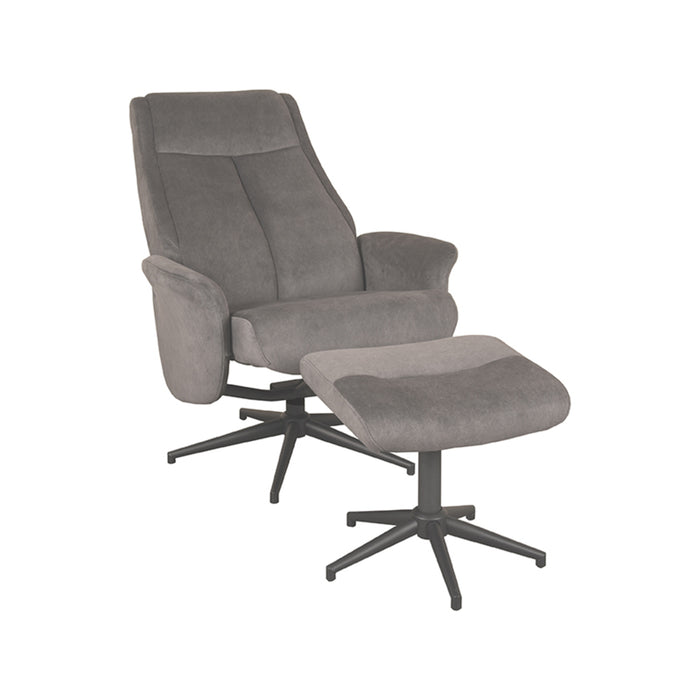 LABEL51 Fauteuil Bergen - Naturel - Velvet - Incl. Hocker-Poefs-LABEL51