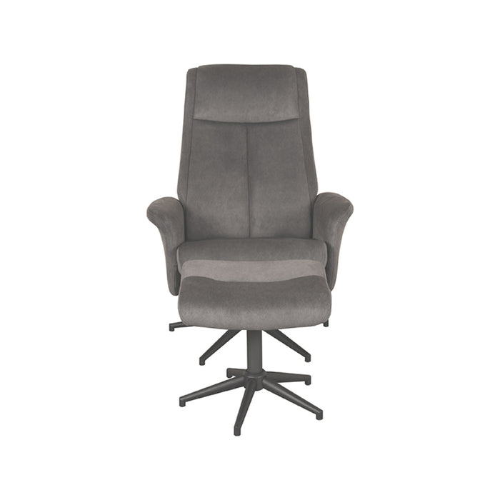 LABEL51 Fauteuil Bergen - Naturel - Velvet - Incl. Hocker-Poefs-LABEL51
