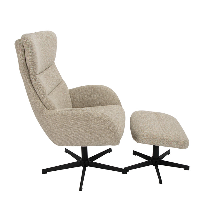 LABEL51 Fauteuil Malmo - Naturel - Boucle - Incl. Hocker-Poefs-LABEL51